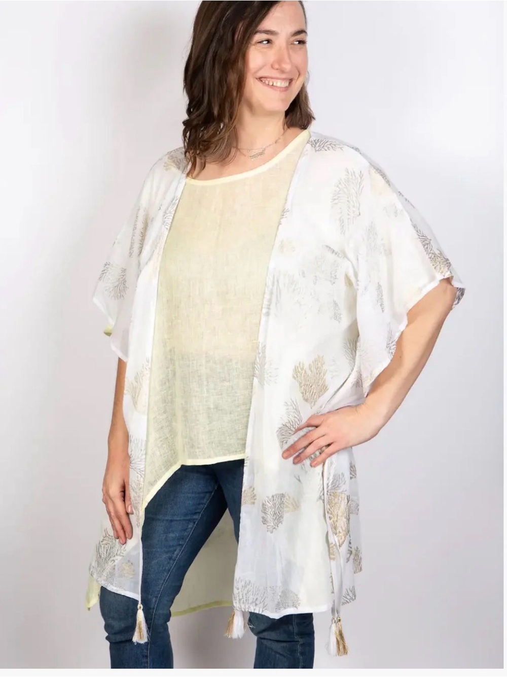 Dolma Coral Reef Metallic Kaftan O/S